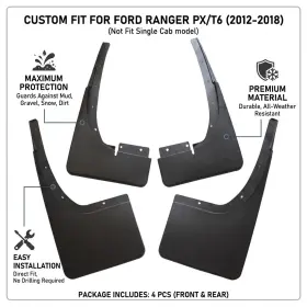 5mega Yc101007 Mud Guards Flaps For 2011 - 2018 Ford Ranger T6 Front And Rear Splash