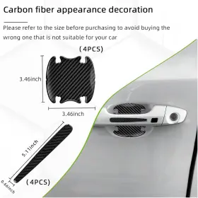 Augeny-607cd Augeny 8pcs Car Door Handle Sticker 3d Carbon Fiber 4door Bowl #2