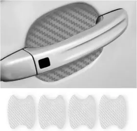 Blilo 728070187253 4pcs Car Door Handle Sticker Carbon Fiber Anti-scratches Silver/4pcs
