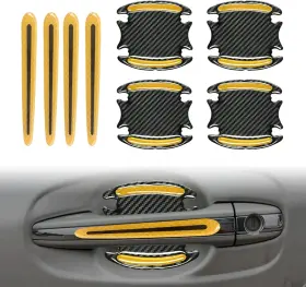 Bsamzo-sa26n Bsamzo 8pcs Car Door Handle Paint Scratch Protector Sticker Universal 3d Yellow