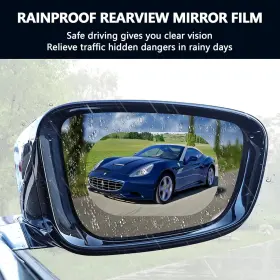 Mo-2pcs-1611 Carleef 2pcs Car Rearview Mirror Film Hd Transparent 3.94x3.94x0.01 Inch Oval #2