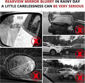 Mo-2pcs-1611 Carleef 2pcs Car Rearview Mirror Film Hd Transparent 3.94x3.94x0.01 Inch Oval #3