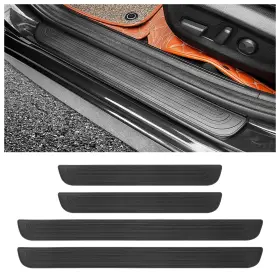 Tiao-2306 Carleef 4pcs Car Door Sill Protector Anti-scratch Rubber Width 1.96 Inch Black
