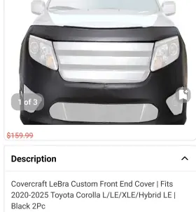 551705-01 Covercraft Lebra Custom Front End Cover For 2020-2025 Toyota Corolla
