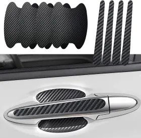 Ccct005 Cueclue Ccct005- 8 Pack Car Door Handle Sticker Carbon Pcs Fiber Black