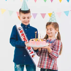 Favr-0325 Diartpaint Race Car Birthday Boy Sash Black Red Checkered Racing Sports Theme Satin Sas #2