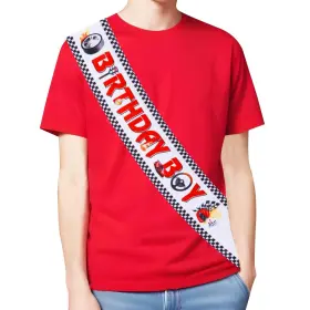 Favr-0325 Diartpaint Race Car Birthday Boy Sash Black Red Checkered Racing Sports Theme Satin Sas