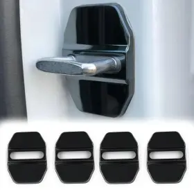 Fitfoyo 653998375959 4pcs/set Stainless Steel Door Lock Latches Cover Protector Black