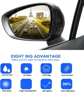View-01 Frienda 4 Pieces Car Rearview Mirror Film Rainproof Waterproof Multicolor #2