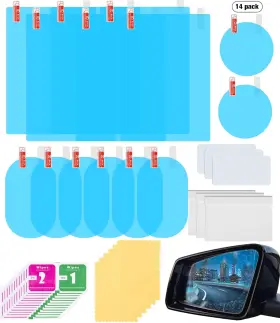 Kxfym01 Gszttkx 14pcs Car Rearview Mirror And Windows Film Waterproof Large Transparent