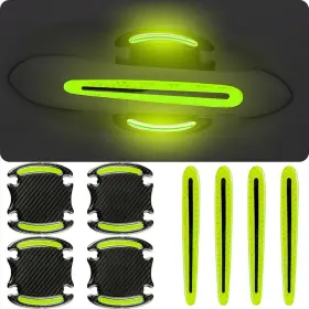 Gtztyz 714855529523 8pcs Car Door Handle Protector Reflective Sticker 3d Carbon Fiber Green