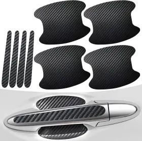 Oilct526bl-8ps Gunroil 8 Pack Car Door Bowl Stickers 0.6in X 5in Carbon Fiber Vehicle Pcs Black