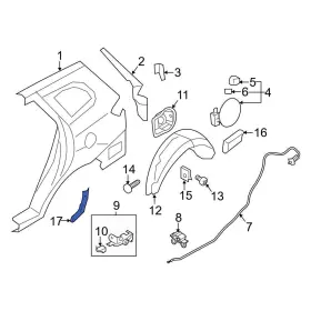 841162b000 Hyundai 2010-2012 Santa Fe Rear Left Stone Guard Genuine Oem