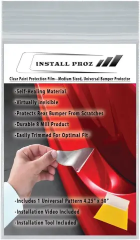 Install Proz 612520549633 Clear Paint Protection Film-medium Sized Universal Rear Bumper Invisible