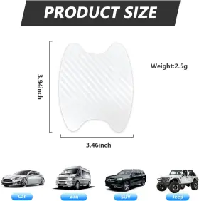Kewucn-406dh-s Kewucn 4pcs Car Door Handle Sticker Carbon Fiber Auto Side White #2