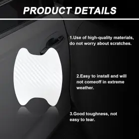 Kewucn-406dh-s Kewucn 4pcs Car Door Handle Sticker Carbon Fiber Auto Side White #3
