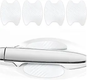 Kewucn-406dh-s Kewucn 4pcs Car Door Handle Sticker Carbon Fiber Auto Side White