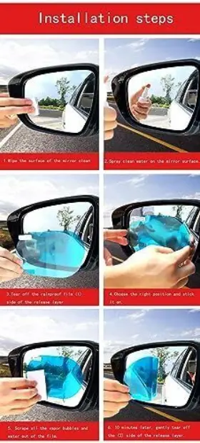 Kkhouse 735125833041 2pcs Film Anti Rain Water Repellent Car Mirror Window Clear Films #2