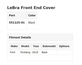 551225-01 Lebra Used Front End Cover For Ford Mustang 2010 Hood Bra Mask U #3