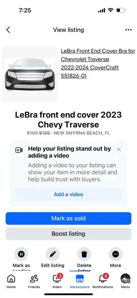 55182601a Lebra Front End Mask Bra Fits Chevy Traverse Ls Lt Rs Premier &hc 2022-2023