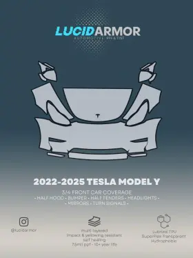 Nt-16221401 Lucid Armor Tesla Model Y 2023-2024 Clear Gloss Precut Paint Protection Film Bra Ppf