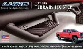 34641349 Lund Black Steel Terrain Hx Step Nerf Bars For 2015-2018 Dodge Ram 1500 #2