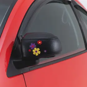 302043v2000 Mid America Motorworks 1998-2000 Vw Beetle Black Flower Power Embroidered Mirror Masks
