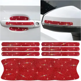 Nutbreaka11 Nutbreak 10-pcs Car Door Handle Anti-scratches Sticker Universal Red-pearls
