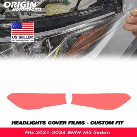 Ppfht-30069 Originmotorsports Precut Headlights Protection Clear Covers Bra Film Fits 2021-2024 Bmw M5 Sedan