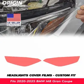 Ppfht-30076 Originmotorsports Precut Headlights Protection Clear Covers Bra Fits 2020-2025 Bmw M8 Gran Coupe