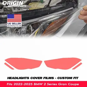 Ppfht-30078 Originmotorsports Precut Headlights Protection Clear Covers Fits 2022-2025 Bmw 2 Series Gran Coupe