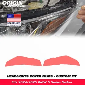 Ppfht-30090 Originmotorsports Precut Headlights Protection Clear Covers Bra Fits 2024-2025 Bmw 5 Series Sedan