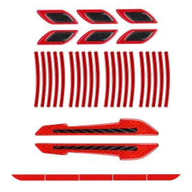 Rat21848 Ruiante 33pcs Universal Car Strong Reflective Stickers Set For Style-b Red