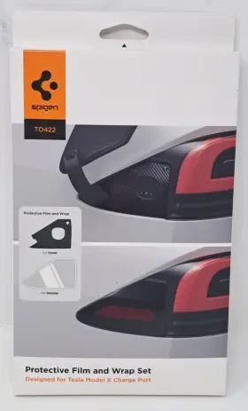 Afl07573 Spigen Charging Port Protective Film And Wrap Set Tesla Model X Charge New