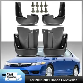 Tembor 941024936507 4 Pcs Mud Flaps For 2006-2011 Honda Civic Sedan Front And Rear Splash Guards Tembor 941024936507 4 Pcs Mud Flaps For 2006-2011 Honda Civic Sedan Front And Rear Splash Guards