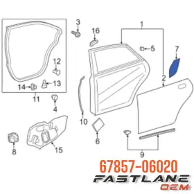 67857-06020 Toyota 2016-2018 Lexus Es350 Protector Rear Door Panel Right New Oem #3