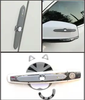 Wlong 747749087663 Cute Car Door Protector Sticker Side Handle Cat Scratch Pet-cat #3