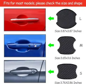 Abs-20191201 Worcas 4pcs Tpu Carbon Fiber Like Car Door Handle Cup Protective Large Black #3