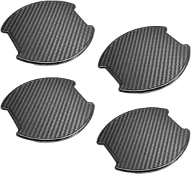 Abs-20191201 Worcas 4pcs Tpu Carbon Fiber Like Car Door Handle Cup Protective Large Black