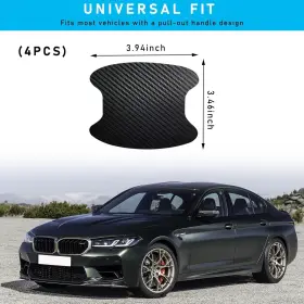 Ziciner-96cd-hs Ziciner 4 Pcs Car Door Handle Sticker Carbon Fiber Texture Auto Black #2