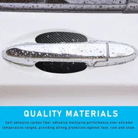 Ziciner-96cd-hs Ziciner 4 Pcs Car Door Handle Sticker Carbon Fiber Texture Auto Black #3