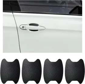 Ziciner-96cd-hs Ziciner 4 Pcs Car Door Handle Sticker Carbon Fiber Texture Auto Black