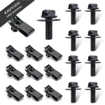 Ferianl 20PCS Automotive Body Bolt And U-nut Clamp Kit, Engine Under Black. Fixed Price $7.49.