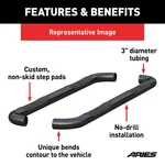 Aries 214009 3" Round Black Stainless Side Bars 99-18 Silverado/sierra Ext Cab. Fixed Price $239.67.