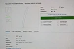 Toyota Avalon 2019-2022 Rh Right Rear Upper Quarter Panel Protector 58747-07020. Fixed Price $15.00.