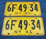 Rare 1941 New York State Ny License Plates Matched Pair. Fixed Price $67.96.