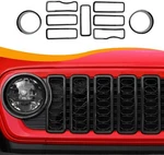 Black Front Grille Insert Cover & Headlight Bezel For Jeep Wrangler Jl Jt 2024+. Fixed Price $40.49.
