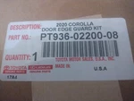 21 23 24 Toyota Corolla Door Edge Guards Blueprint 8X8 Oem PT936-02200-08. Fixed Price $89.99.