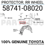 5874108020 Genuine Toyota Protector. Rr Wheel 58741-08020. Fixed Price $5.79.