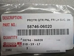 Genuine Toyota Camry 2015 2017 Front Lh Quarter Panel Protector Oem 58746 06020. Fixed Price $5.00.